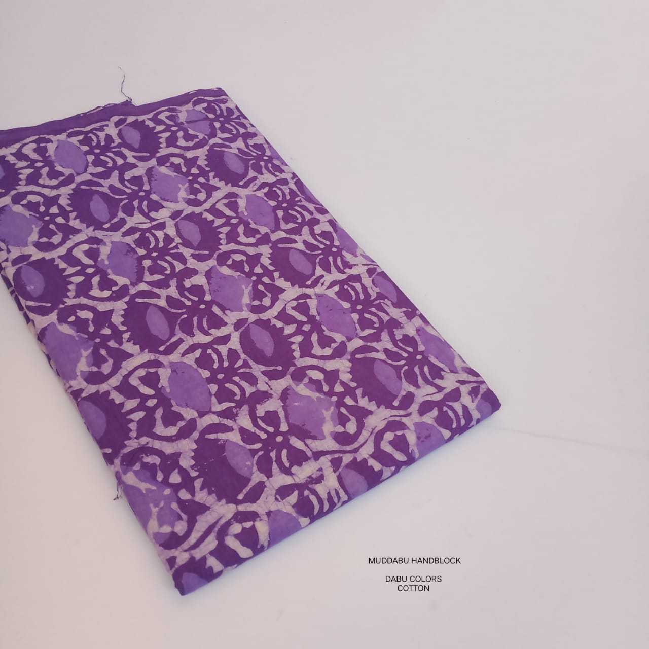 Purple big floral jaal butta Dabu handblock printed cotton fabric artisan made